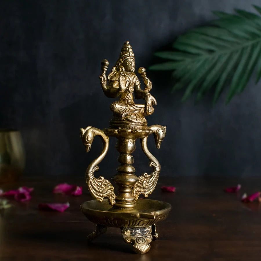 Brass Laxmi Diya 8"