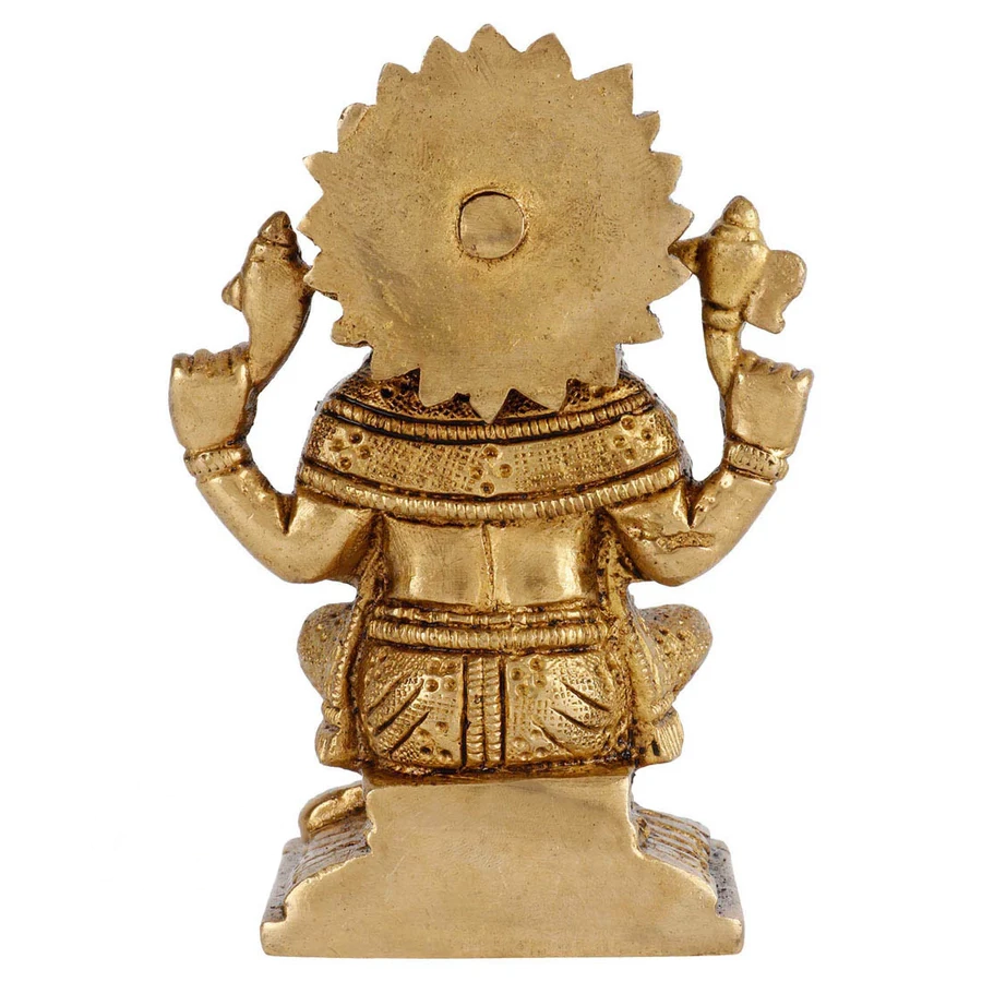 Brass Hindu God Ganpati Diwali Corporate Gift Idol Mini Ganesha Décor Statue 4"
