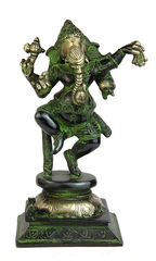 Brass hindu god dancing ganesha murti statue religious décor 7"