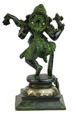 Brass hindu god dancing ganesha murti statue religious décor 7"