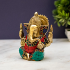 Brass Inlay Small Ganpati Ganesha Corporate Diwali Lucky Gift Décor Statue 4.5"
